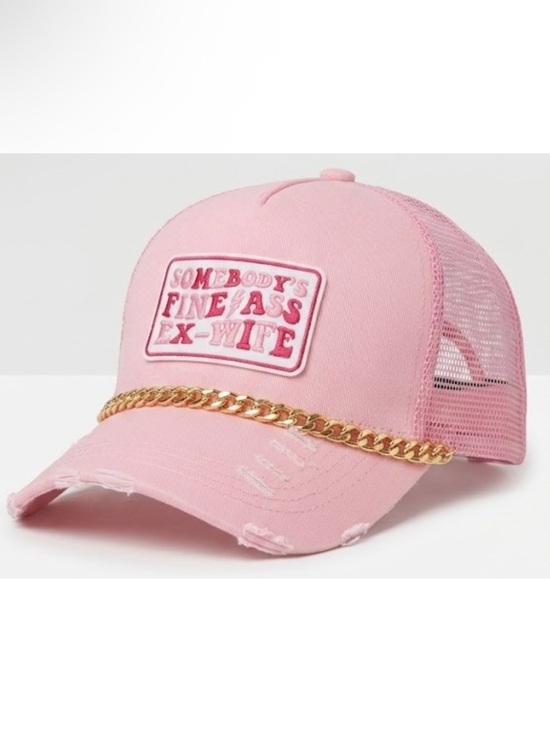 Handmade Accessories - SOMEBODY'S FINE ASS EX-WIFE Distressed Trucker Hat